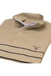 Gant Mens Grey Gant Grey Melange A P Pima Cotton Breton Stripe Half Zip Jumper