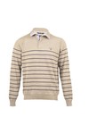 Gant Mens Grey Gant Grey Melange A P Pima Cotton Breton Stripe Half Zip Jumper