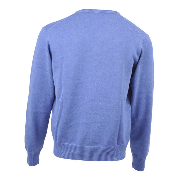 Gant Mens Blue Gant Blue Melange Solid Cotton V Neck Jumper main image