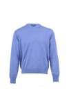 Gant Mens Blue Gant Blue Melange Solid Cotton V Neck Jumper