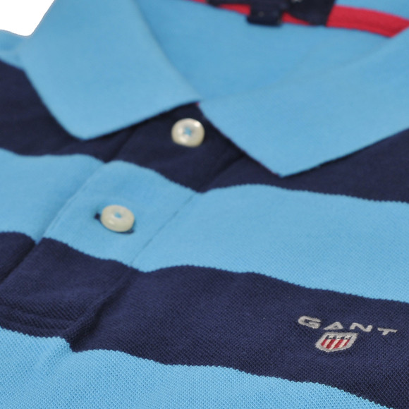 Gant Mens Blue Gant Dove Blue A  P Barstripe Pique Rugger Polo main image