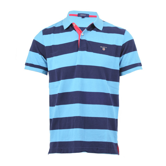 Gant Mens Blue Gant Dove Blue A  P Barstripe Pique Rugger Polo main image