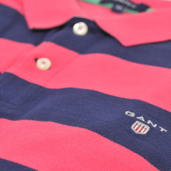 Gant Mens Pink Gant Raspberry A  P Barstripe Pique Rugger Polo main image