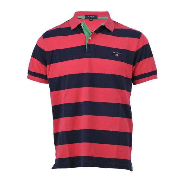 Gant Mens Pink Gant Raspberry A  P Barstripe Pique Rugger Polo main image