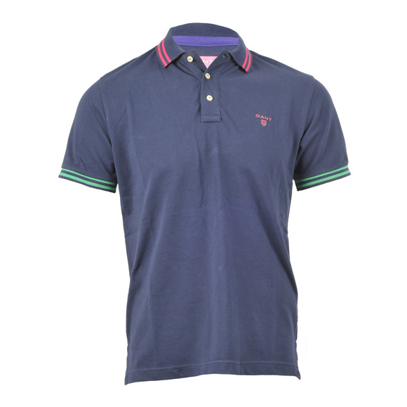 Gant Mens Blue Gant Navy A P Contrast Tipping Pique Rugger Polo main image