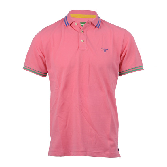 Gant Mens Pink Gant Pink A P Contrast Tipping Pique Rugger Polo main image