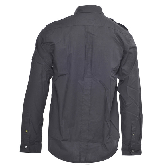 Pretty Green Mens Black Prertty Green Long Sleeve Officer Shirt main image