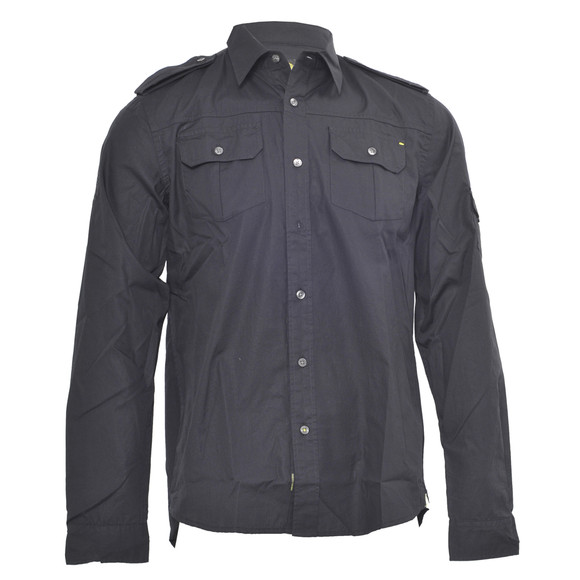 Pretty Green Mens Black Prertty Green Long Sleeve Officer Shirt main image