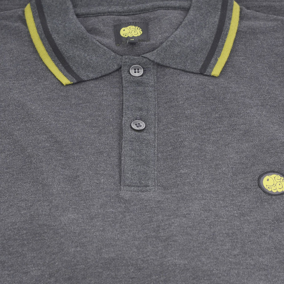 Pretty Green Mens Grey Pretty Green Charcoal New Twin Tipped Polo main image