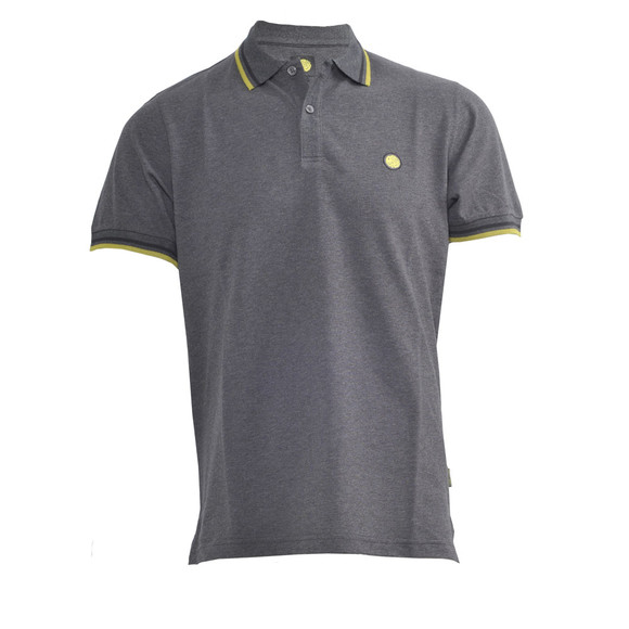 Pretty Green Mens Grey Pretty Green Charcoal New Twin Tipped Polo main image
