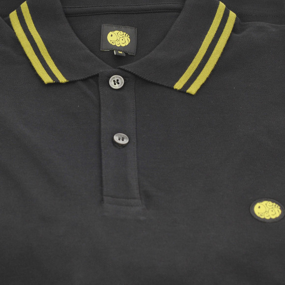 Pretty Green Mens Black Pretty Green Black/Lime New Twin Tipped Polo main image