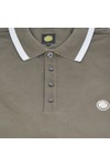 Pretty Green Mens Green Pretty Green Khaki Stripe Collar Polo