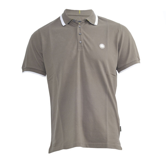 Pretty Green Mens Green Pretty Green Khaki Stripe Collar Polo main image