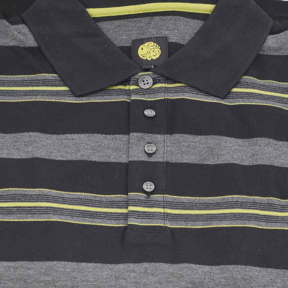 Pretty Green Mens Black Pretty Green 4 Button Stripe Polo main image