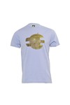 Pretty Green Mens Blue Pretty Green Sky Blue Printed Apple Logo Tee