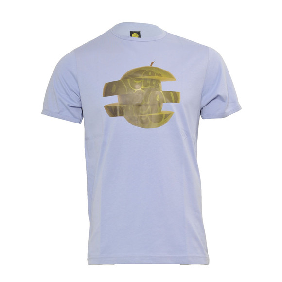Pretty Green Mens Blue Pretty Green Sky Blue Printed Apple Logo Tee main image