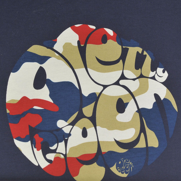 Pretty Green Mens Blue Pretty Green Navy Camo Print Crew Neck Tee main image