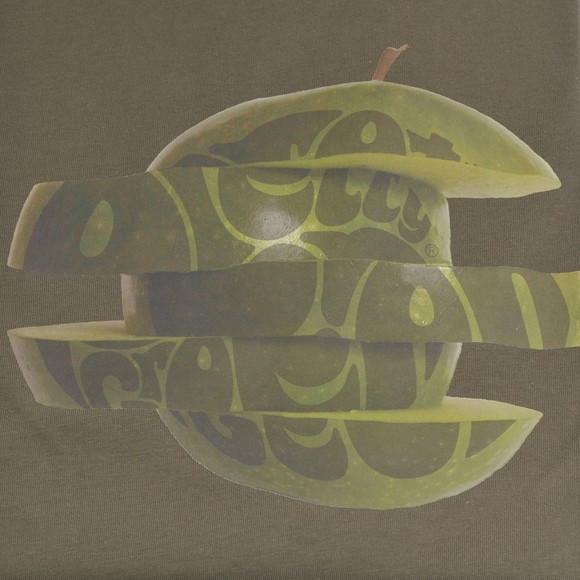 Pretty Green Mens Green Pretty Green Khaki Printed Apple Logo Tee main image