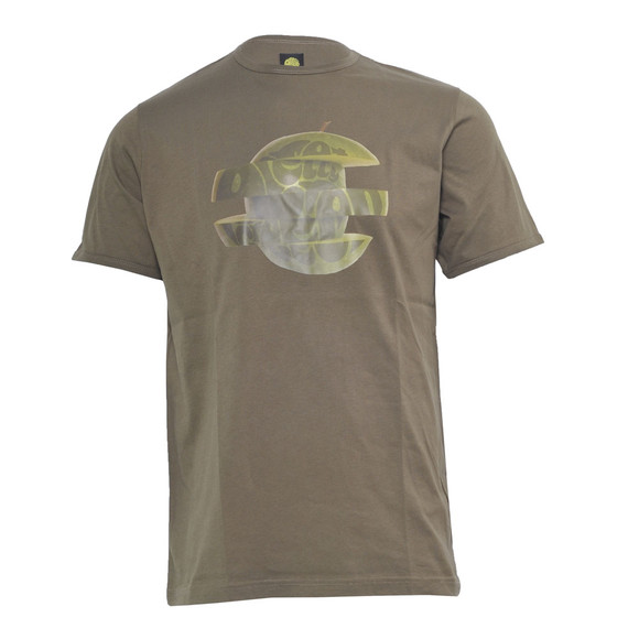 Pretty Green Mens Green Pretty Green Khaki Printed Apple Logo Tee main image