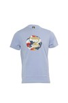 Pretty Green Mens Blue Pretty Green Camo Sky Blue Print Crew Neck Tee