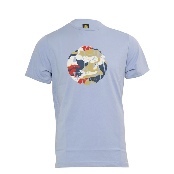 Pretty Green Mens Blue Pretty Green Camo Sky Blue Print Crew Neck Tee main image