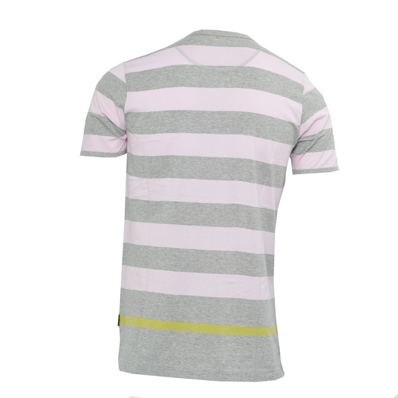 Pretty Green Mens Grey Pretty Green Stripe Grey/Pink Pocket Tee main image