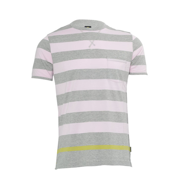Pretty Green Mens Grey Pretty Green Stripe Grey/Pink Pocket Tee main image