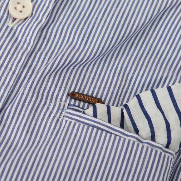 Scotch & Soda Mens Blue Scotch & Soda Blue/White Roll Up Beach Mood Stripe Shirt main image