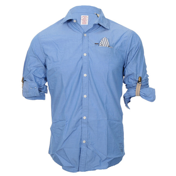 Scotch & Soda Mens Blue Scotch & Soda Blue Roll Up Beach Mood Shirt main image