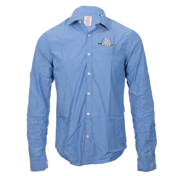 Scotch & Soda Mens Blue Scotch & Soda Blue Roll Up Beach Mood Shirt main image
