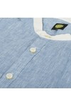 Pretty Green Mens Blue Pretty Green Light Blue Collarless Shirt