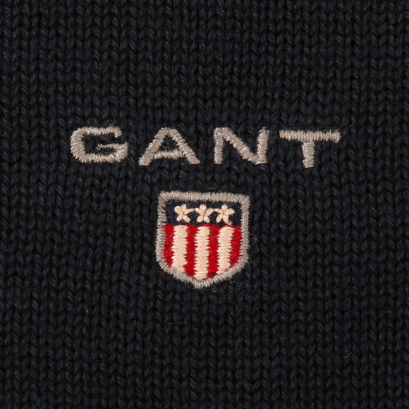 Gant Mens Blue Gant Solid Cotton V Neck Jumper main image