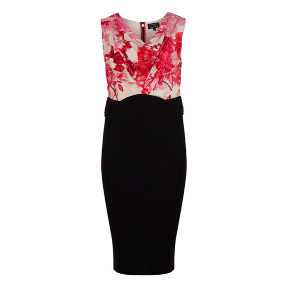 Ted Baker Womens Black Dega Floral Etchings Cowl Neck Dress main image
