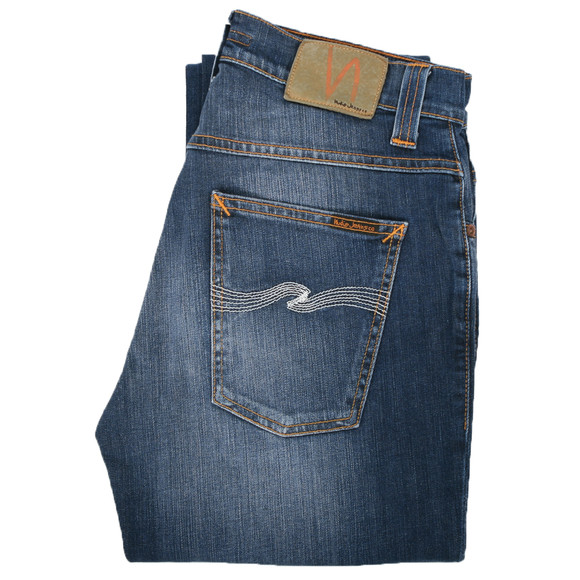 Nudie Jeans Mens Blue Nudie Grim Tim Slub Ecru Jeans main image
