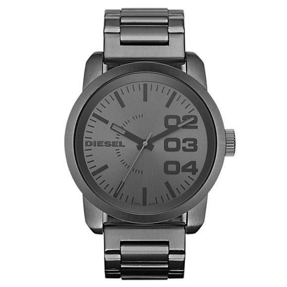 Diesel Mens Grey Diesel Gunmetal DZ1558 Franchise 46 Large Round Metal Strap Watch #1