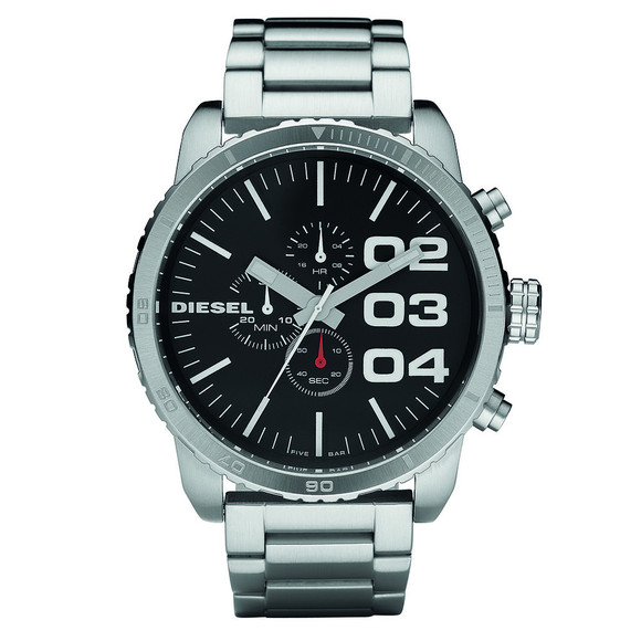 Diesel Mens Silver Diesel DZ4209 Franchise 51 Extra Large Chrono Metal Strap Watch main image