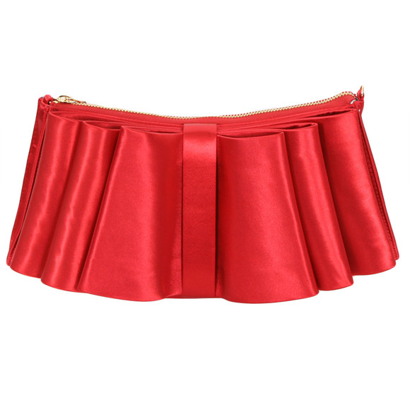 Ted Baker Womens Red Ted Baker Bowlo Satin Oragami Folds Clutch Bag #1