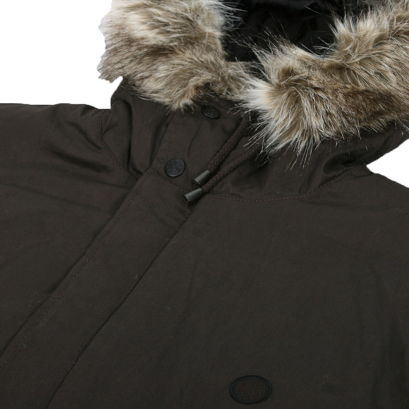Pretty Green Mens Brown Pretty Green Coffee Brown Fur Hooded Parka main image