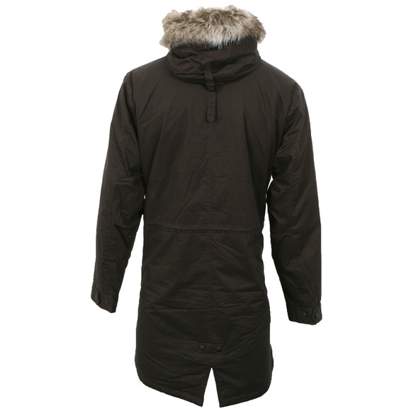 Pretty Green Mens Brown Pretty Green Coffee Brown Fur Hooded Parka main image