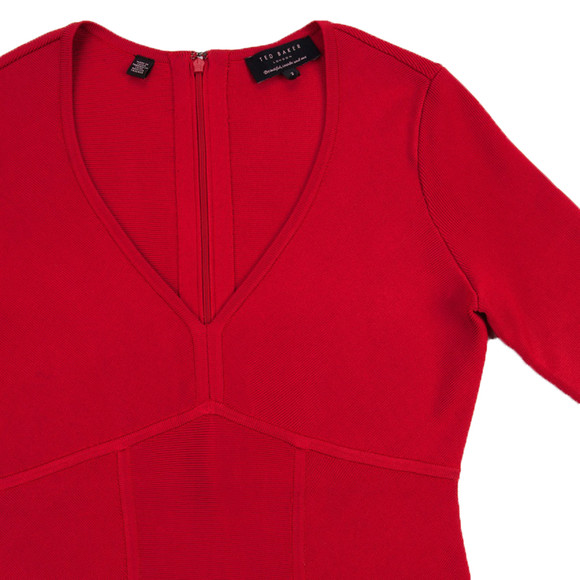 Ted Baker Womens Red Aspin Long Sleeve Body Con Dress #2