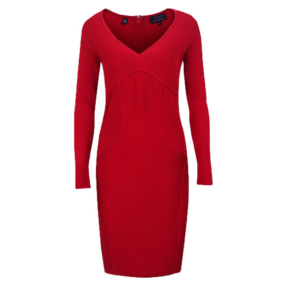 Ted Baker Womens Red Aspin Long Sleeve Body Con Dress #1