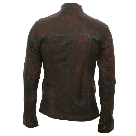 Pearly King Mens Brown Pearly King Bone Leather Jacket main image