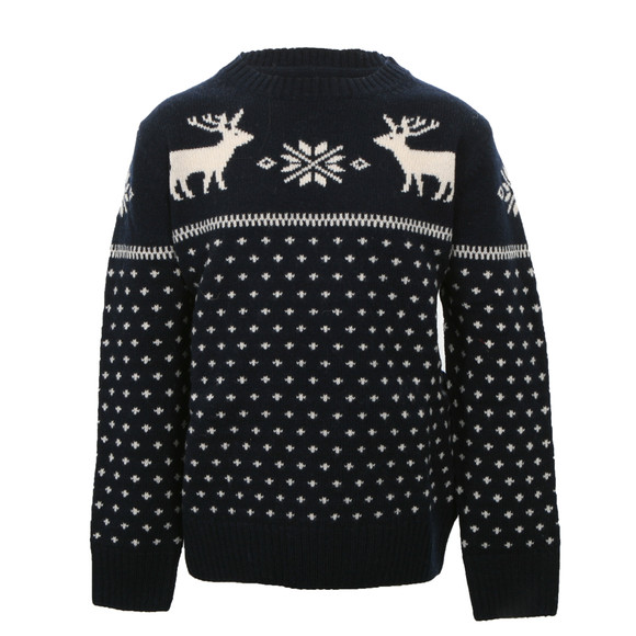 Gant Boys Blue Gant Wool Reindeer Crew Neck Jumper main image