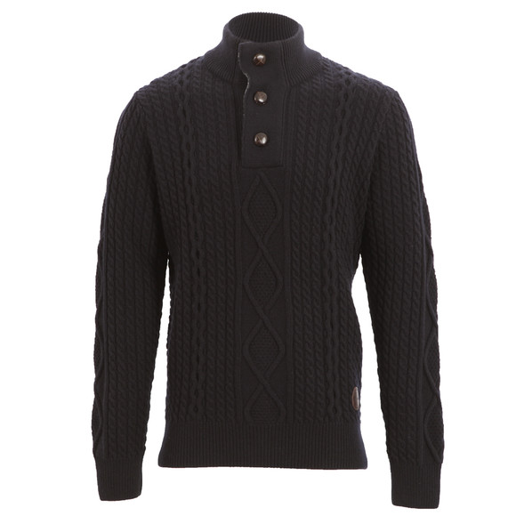 Barbour Lifestyle Mens Blue Barbour Kirkham Half Button Jumper #1
