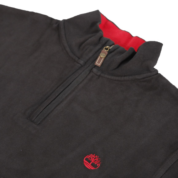Timberland Mens Black Timberland Half Zip Funnel Neck Sweat main image