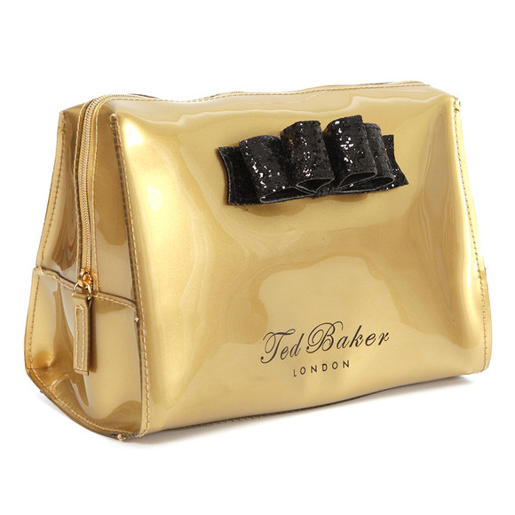 Ted Baker Womens Gold Ted Baker Glowbow Glitter Bow Large Washbag #2