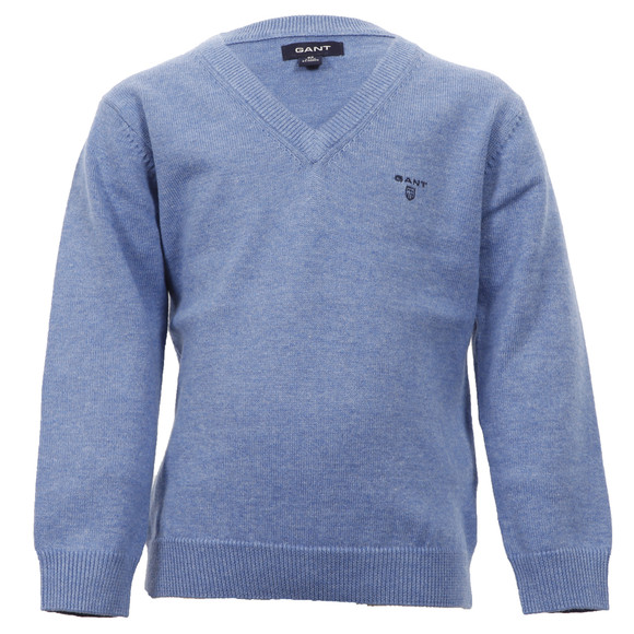 Gant Boys Blue Gant M.M. Boys Lightweight Cotton V Neck Jumper main image