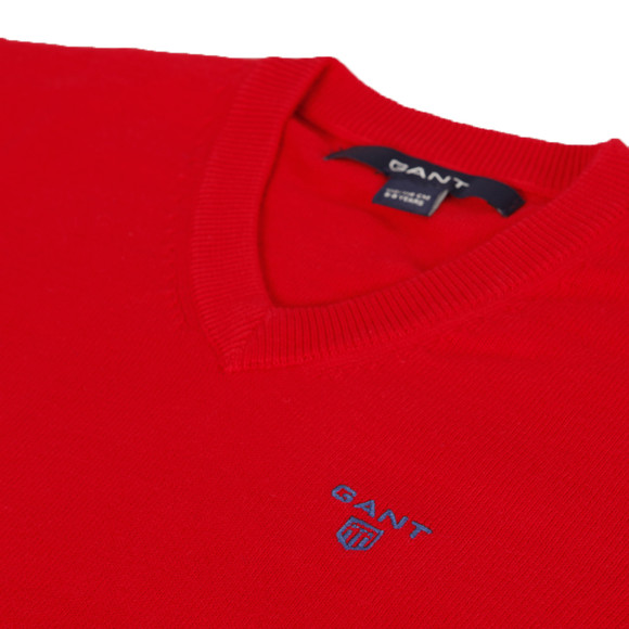 Gant Boys Red Gant M.M. Lightweight Cotton V Neck Jumper main image