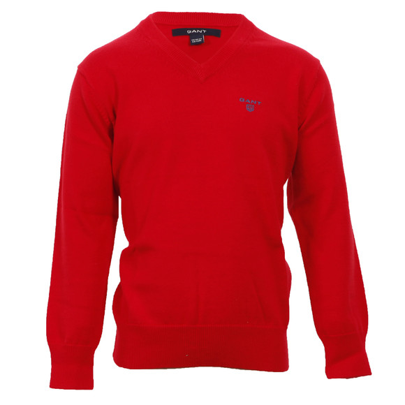 Gant Boys Red Gant M.M. Lightweight Cotton V Neck Jumper main image