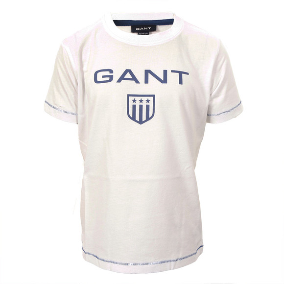 Gant Boys White Gant M.M. Shield Crew Tee in White main image